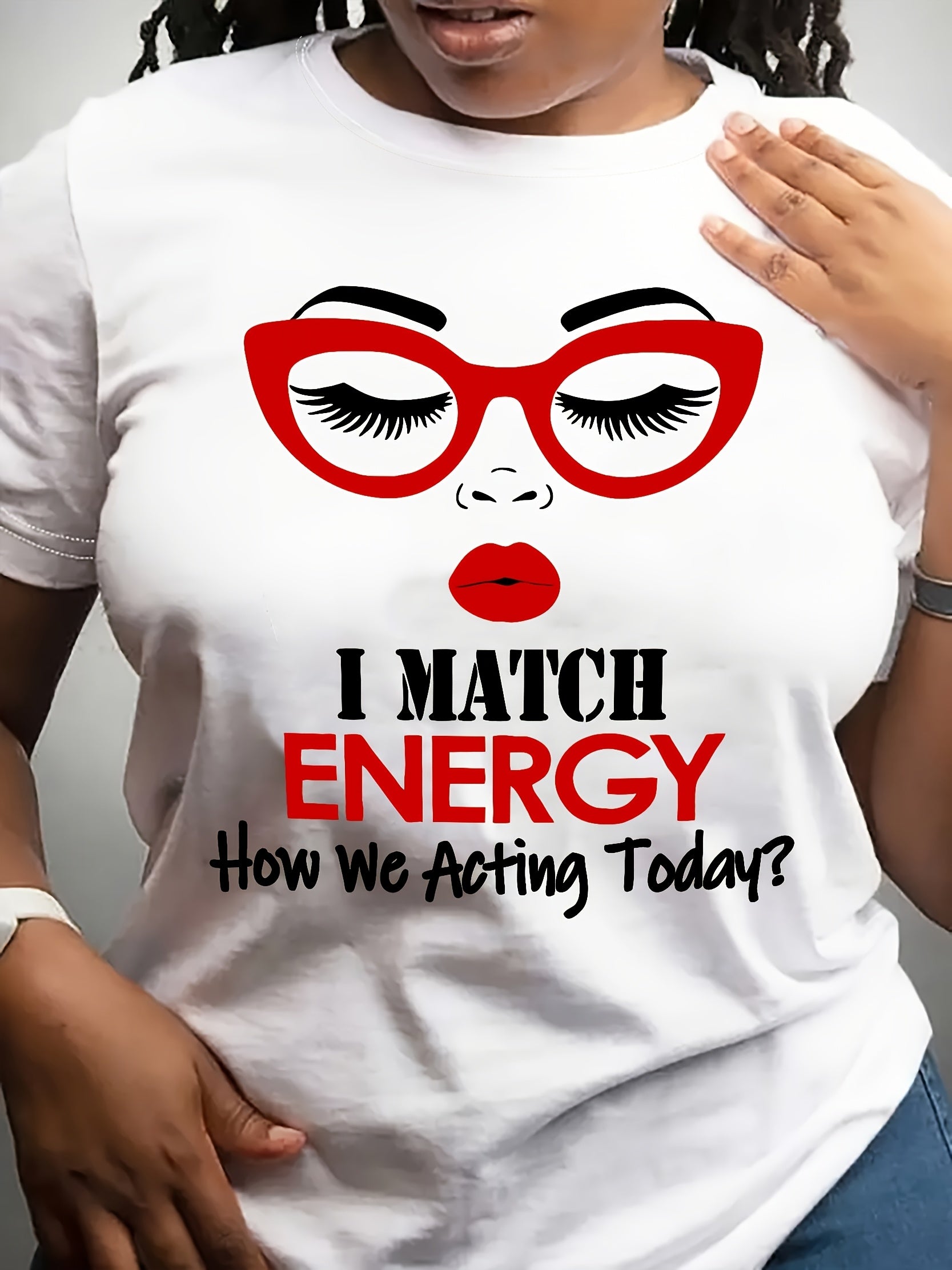 Graphic Print Crew Neck T-shirt, Short Sleeve Casual Top For Spring & Summer, Women's Clothing