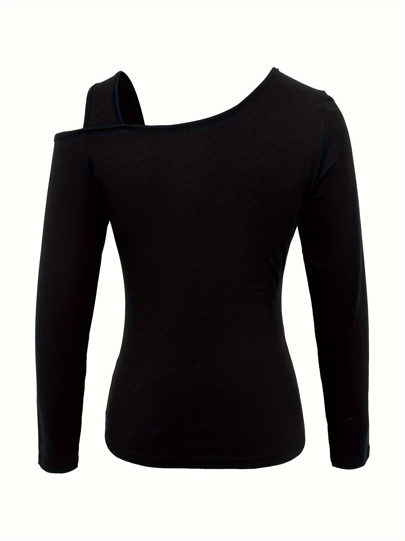 Cold Shoulder Cut Out Asymmetrical T-shirt, Chic Long Sleeve Top For Spring & Fall, Women's Clothing