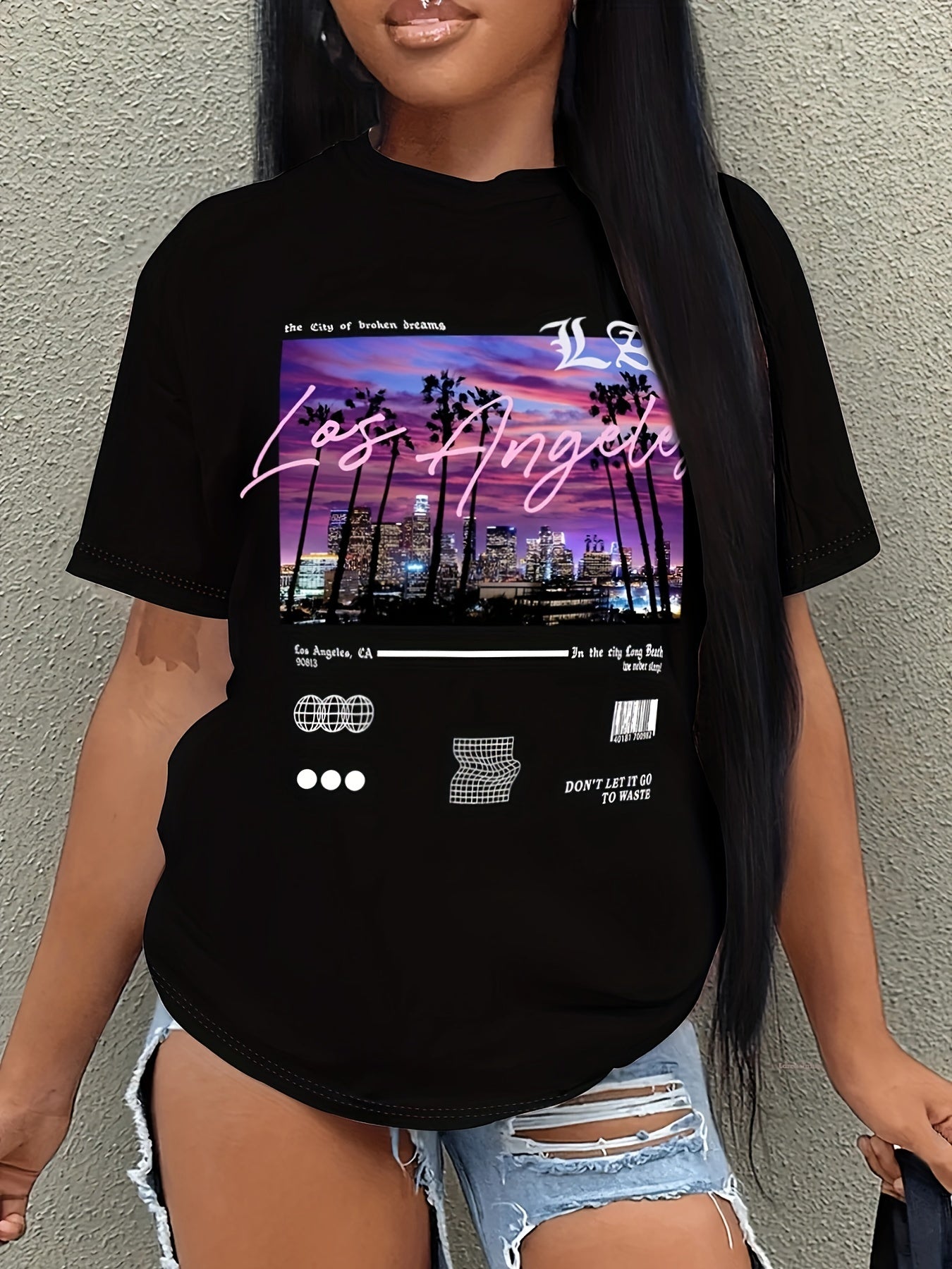 Letter Print Short Sleeve T-shirt, Casual Crew Neck Top For Spring & Summer, Women's Clothing