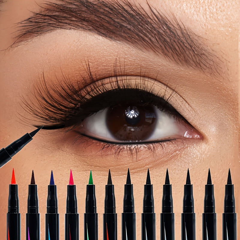 Valentine's Day 12pcs Multi-Color Eyeliner Pen Set - Matte Finish, Perfect for Parties & Christmas Masquerades