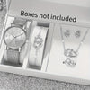 6pc New Elegant Fashion Ladies Round Watch + Simple Fashion Jewelry Set Valentine's Day Easter Ramadan Birthday Christmas, Gifts For Friends And Family Eid Al-Adha 【Middle East Orientation】