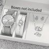 6pc New Elegant Fashion Ladies Round Watch + Simple Fashion Jewelry Set Valentine's Day Easter Ramadan Birthday Christmas, Gifts For Friends And Family Eid Al-Adha 【Middle East Orientation】