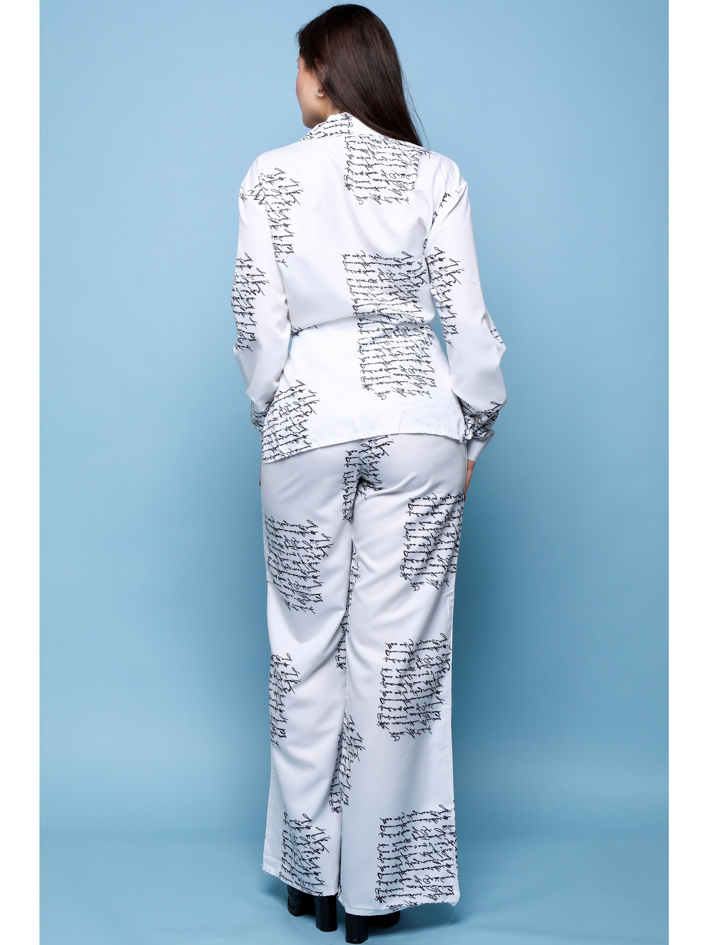 Tie Front Top Wide Leg Pants Set