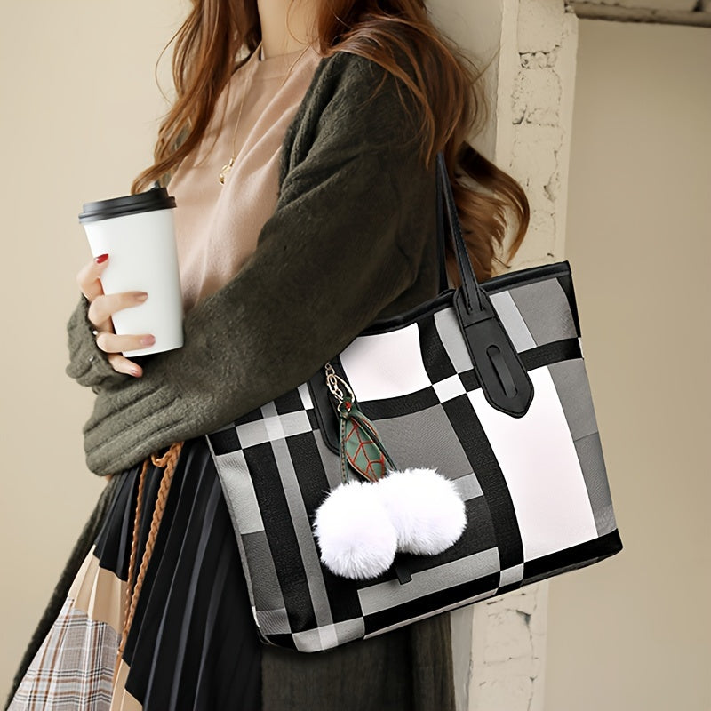 Large Capacity and Versatile Lightweight Tote Bag, Ladies' Fashionable Shoulder Bag for Casual Outing and Daily Commuting