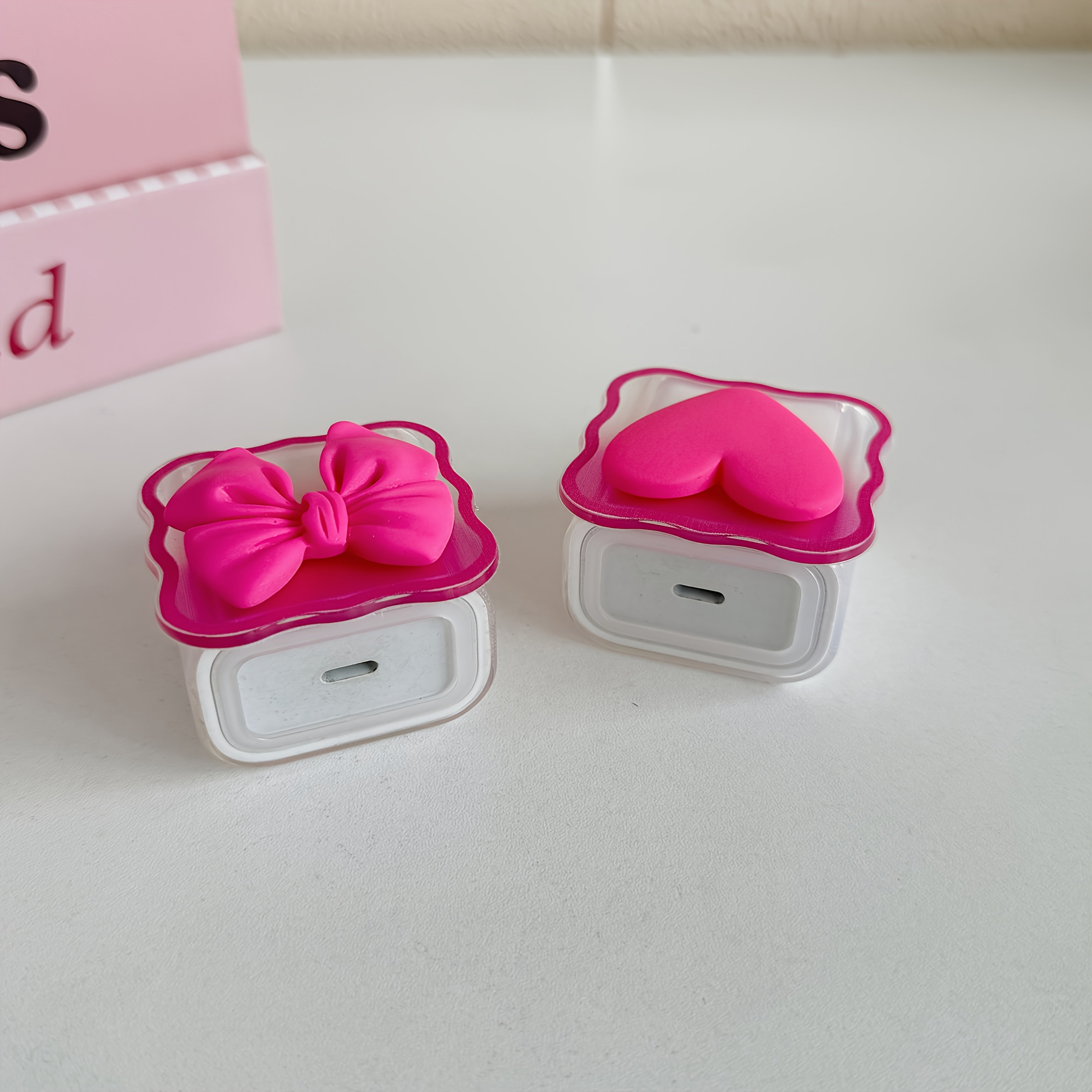 3D Rose Red Bowknot Compatible with iPhone 18/20W Charger Data Cable Protective Case, Anti-Break