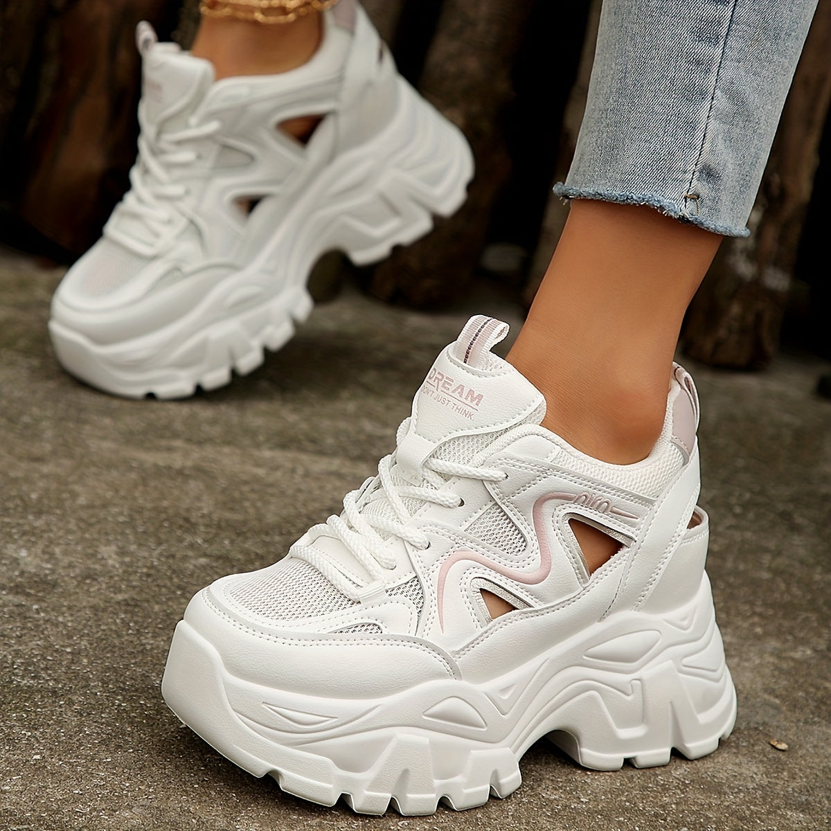 Women's Breathable Mesh Sneakers, Casual Lace Up Outdoor Shoes, Comfortable Low Top Sport Shoes