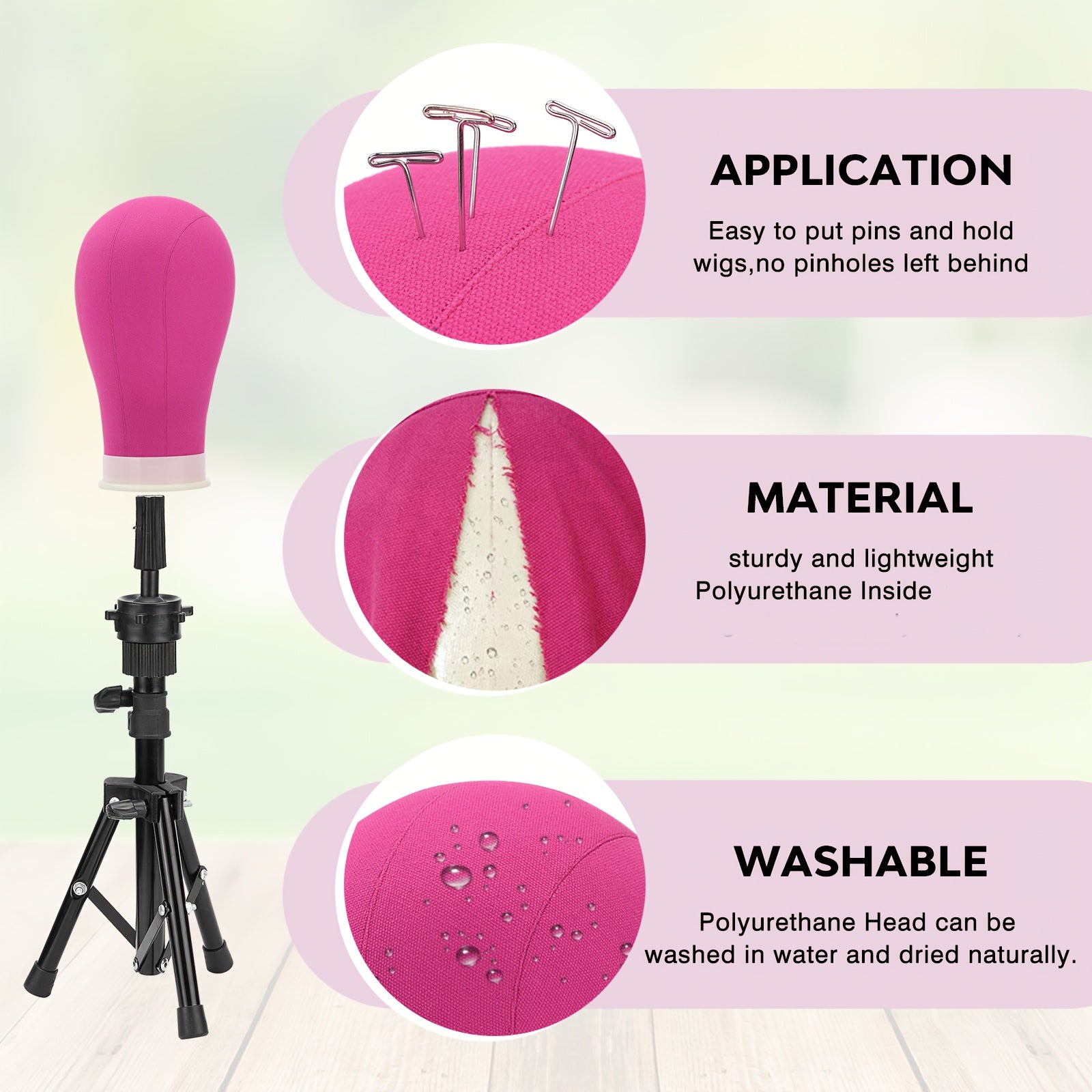 22Inch Canvas Wig Head With Stand, Wig Mannequin Head With Stand, Table Wig Stand Tripod With Head For Wigs Making Display