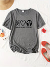 Women'S Casual "Peace Love TikTok" Graphic Tee - Soft, Breathable, Short Sleeve, Round Neck, Y2K Style, Easy Care & Quick Dry - Ideal for Spring & Summer, Everyday Fashion Top, Casual Wear Tee | Playful Print Top | Comfortabl