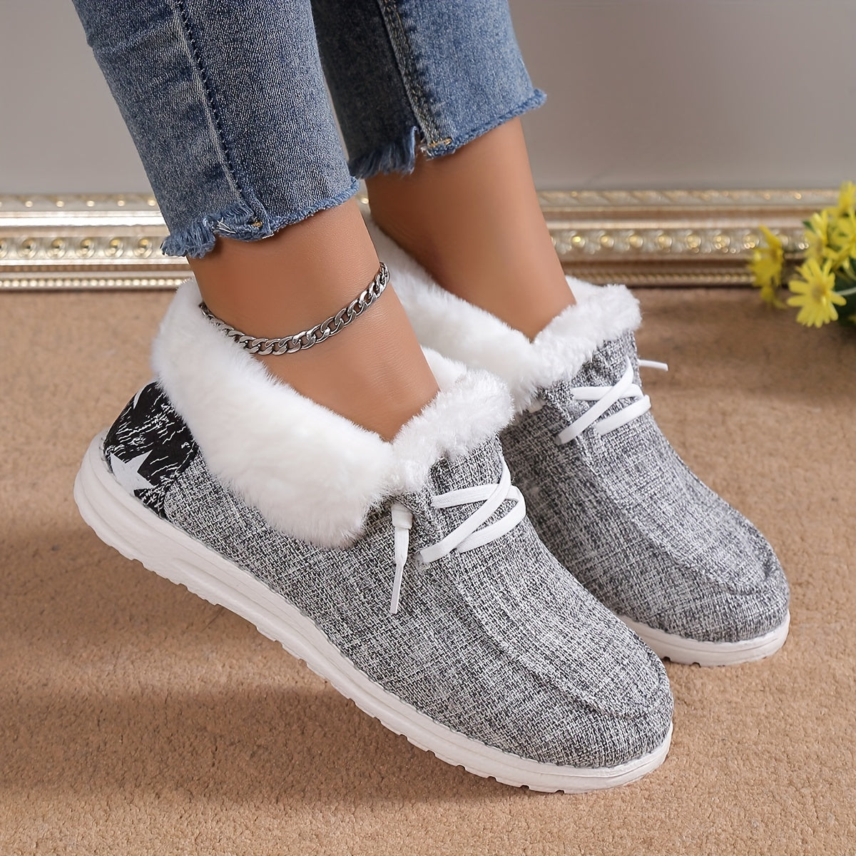 [Cozy Winter Boots] Warm & Cozy Women's Plush Lined Shoes - Thermal Winter Ankle Boots, Slip on Snow Boots