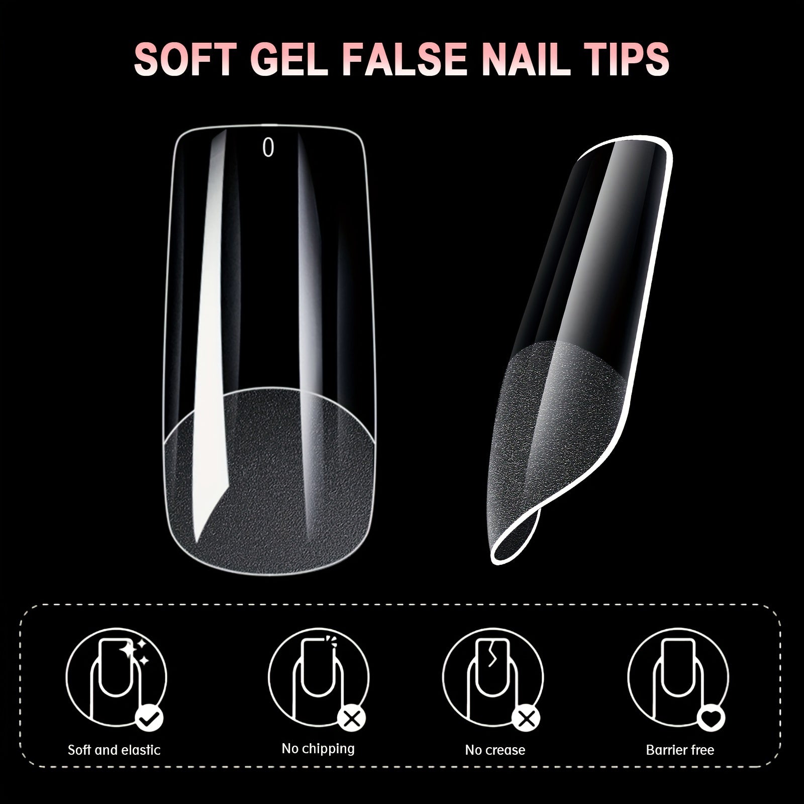 600pcs Soft Gel Nail Tips – Half Matte Clear Square Shape, Pre-Shaped Acrylic Extension Tips for Professional Manicures, Short Length Press-On Nail Art Kit