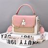 Stylish Two-Tone Chic Womens Handbag - Fashionable Crossbody Purse with Adjustable Printed Strap, Spacious Interior, and Durable PU Material - Zipper Closure, Edge Painted, and Polyester Lining for a Chic Look