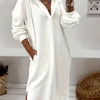 Stylish Long Sleeve Plunge Neck Hooded Dress - Soft Solid Color, Split Hem, Casual Chic, Perfect for Fall & Winter, Womens Clothing