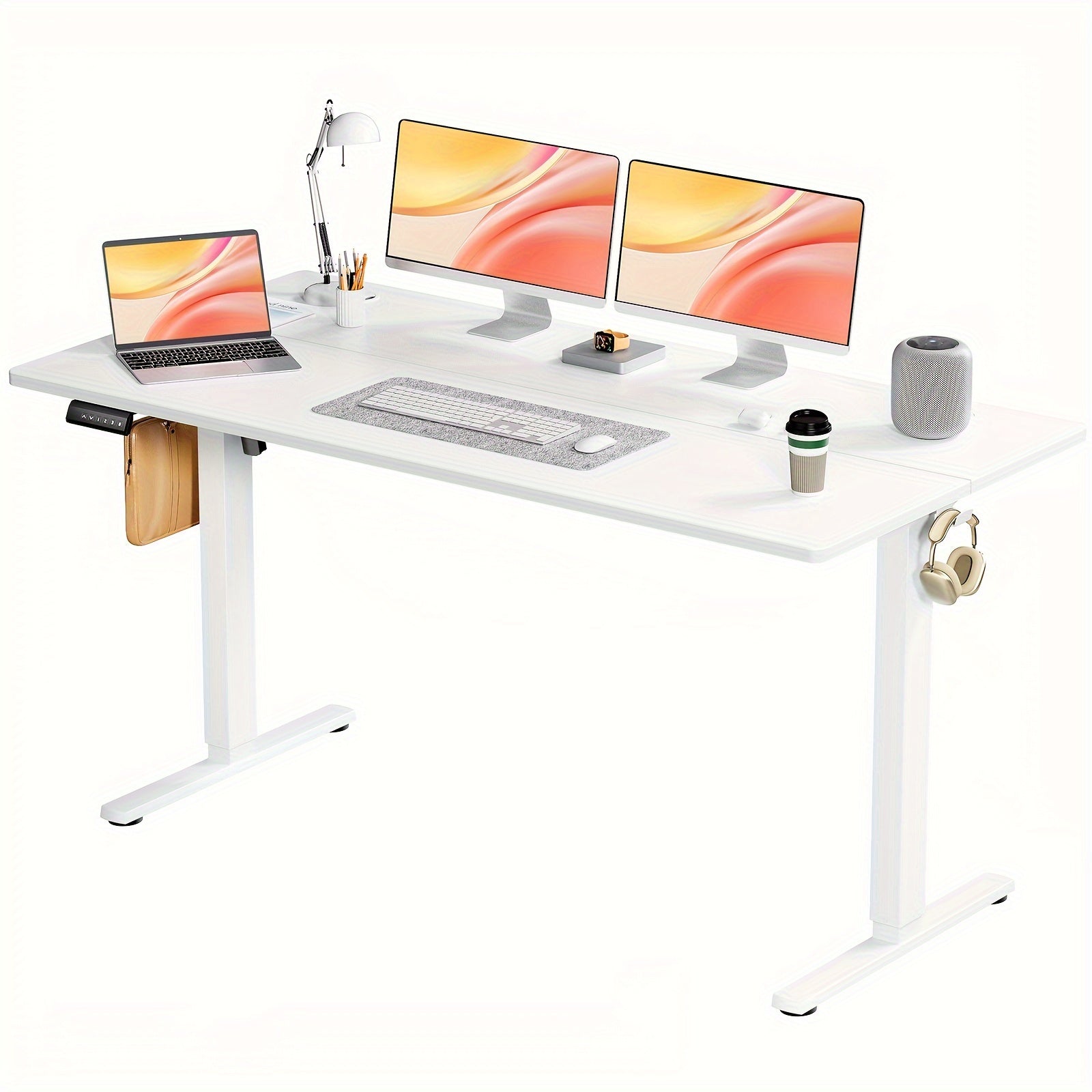 Height Adjustable Electric Standing Desk - 40/48/55/63 Inch Motorized Lift Computer Task Table with Spacious Workspace - Ergonomic Rising Desk for Office and Home with 4 Color Options