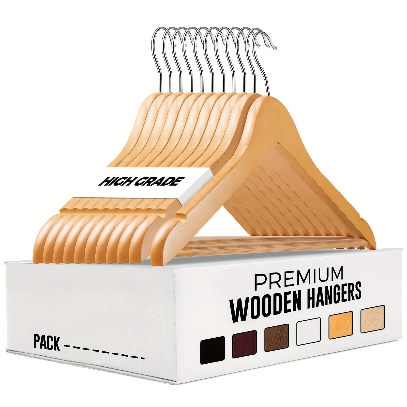 20/30pcs Sturdy Wooden Hangers Durable & Slim Clothes Hanger with 360° Rotatable Hook Natural Finish & Notches Wood Hangers Premium Coat Hanger for Closet Clothes Hangers (Natural/Walnut/Black) Clothing & Closet Storage