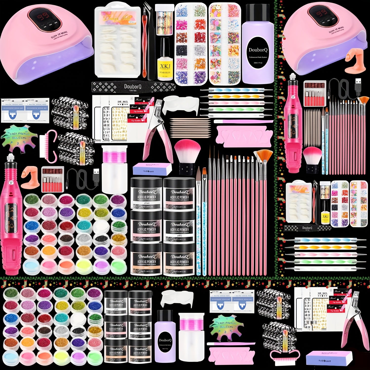 Acrylic Nail Kit With Drill And U V Light Full Nail Kit Set Professional Nail Starter Kit For Beginners Acrylic With Everything