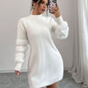 Solid Color Turtleneck Sweater Dress for Spring, Autumn, And Winter