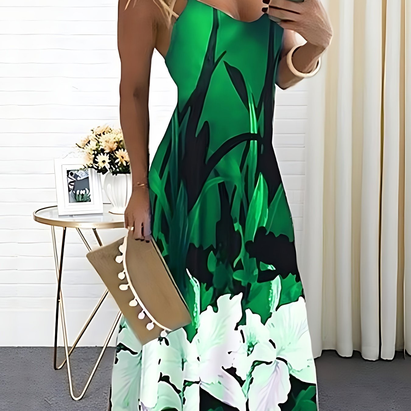 Chic All-Season Floral Midi Dress: Casual Comfort, Vibrant Design, Easy-Care Fabric - Perfect for Everyday Elegance
