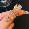 1pc/2pcs/set Women's Fashion Personality Ring, Light Luxury Imitation Zirconia Wrapped Small Snake Opening Adjustable Design Niche High-end Ring, Suitable For Gatherings, Parties And Dates, Women's Daily Wear, Perfect Holiday