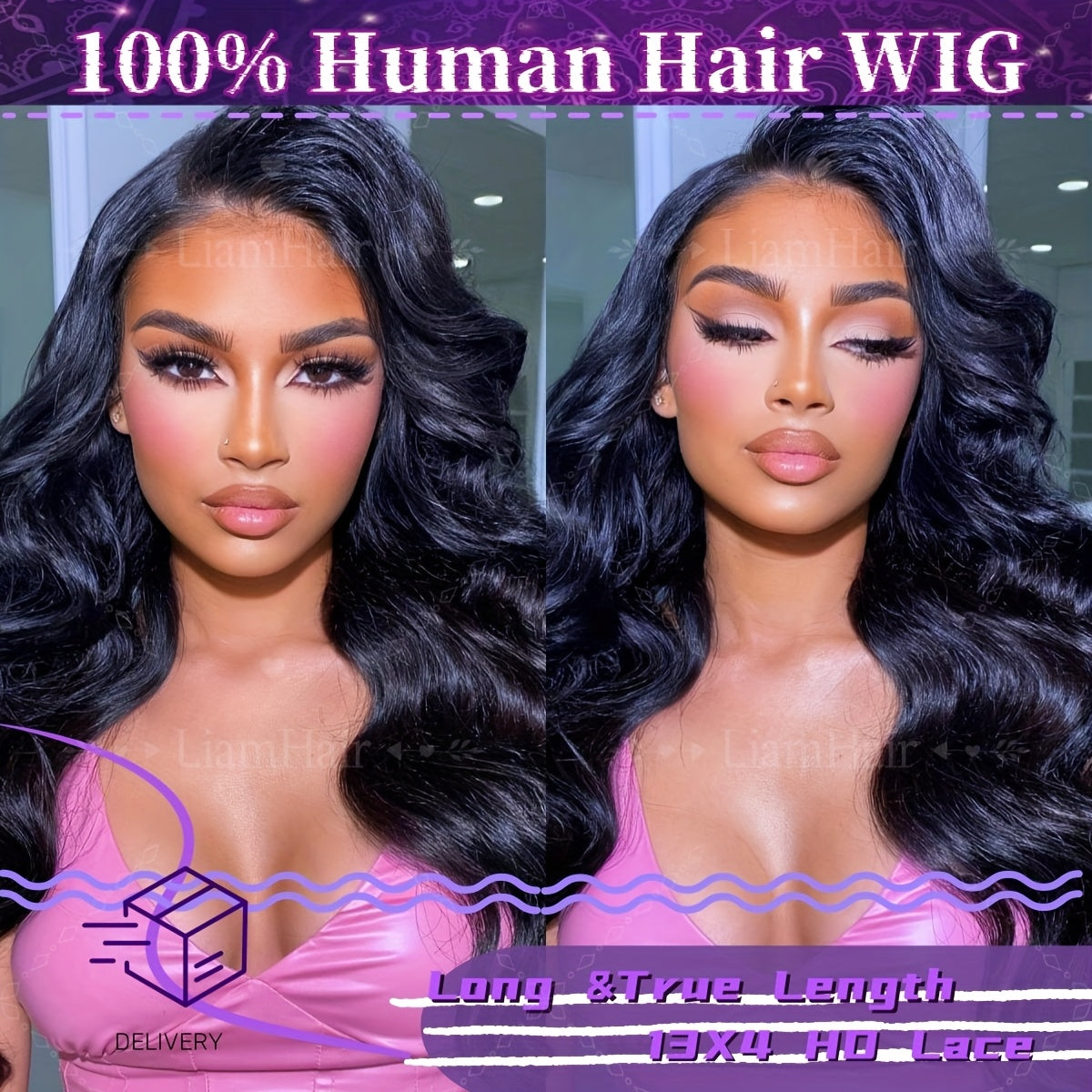 Body Wavy Glueless 13X4 Lace Front Wigs with Bleached Knots Natural Black Color 100% Long And True Length Brazilian Human Hair Wigs High Quality 250% Density Pre Cut Lace Frontal Body Wave Wigs for Women Daily Wear