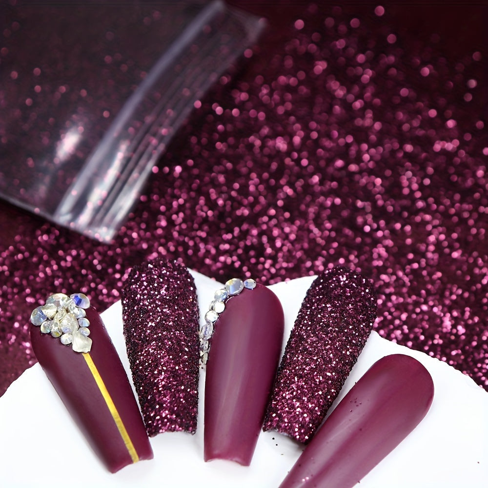 0.35oz Purple Shiny Nail Art Glitter Pure Colour Fine Powder 0.2mm Finely Chrome Pigment Accessories Fall Winter Nail Decoration