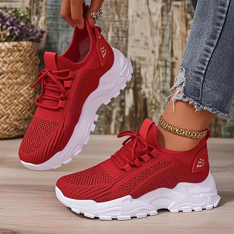 Women'S Breathable Knitted Sports Shoes, Lightweight And Comfortable Low Top Running Shoes, Suitable For All Seasons, Soft Soled Shoes, Casual Sports Shoes, Mesh Lightweight Casual Shoes