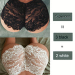 5 Pieces Sexy Lace Underwear: Black and White Designs for Adult Women