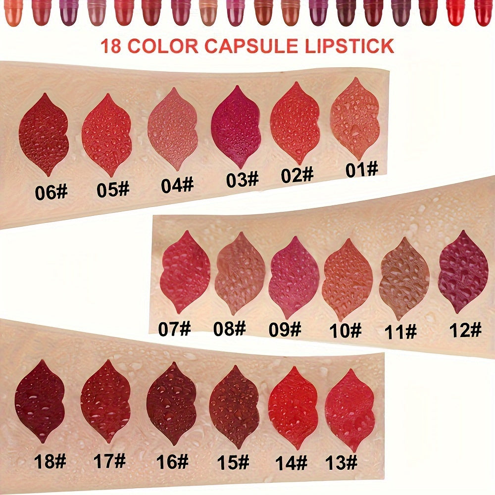 18 Color Matte Capsule Lipstick Set With Long-lasting Waterproof And Non Fading Lipstick That Does Not Stick To Cups Is A Must-have Cosmetic For Going Out for Halloween