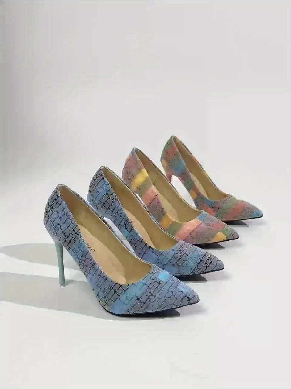 Women's Striped Pattern Stiletto Heels, Elegant Point Toe Dress Pumps, Fashion Slip On Heels