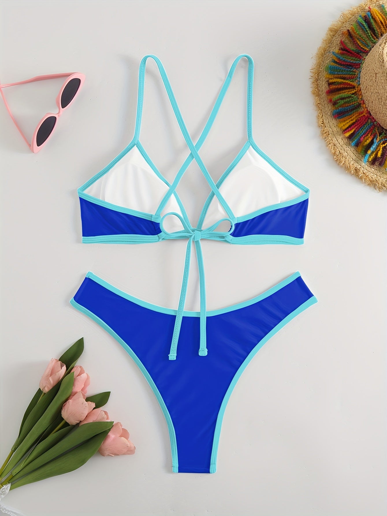 Women fashion swimsuit Sexy bikini Sport style Simple classic beach vacation photo bikini