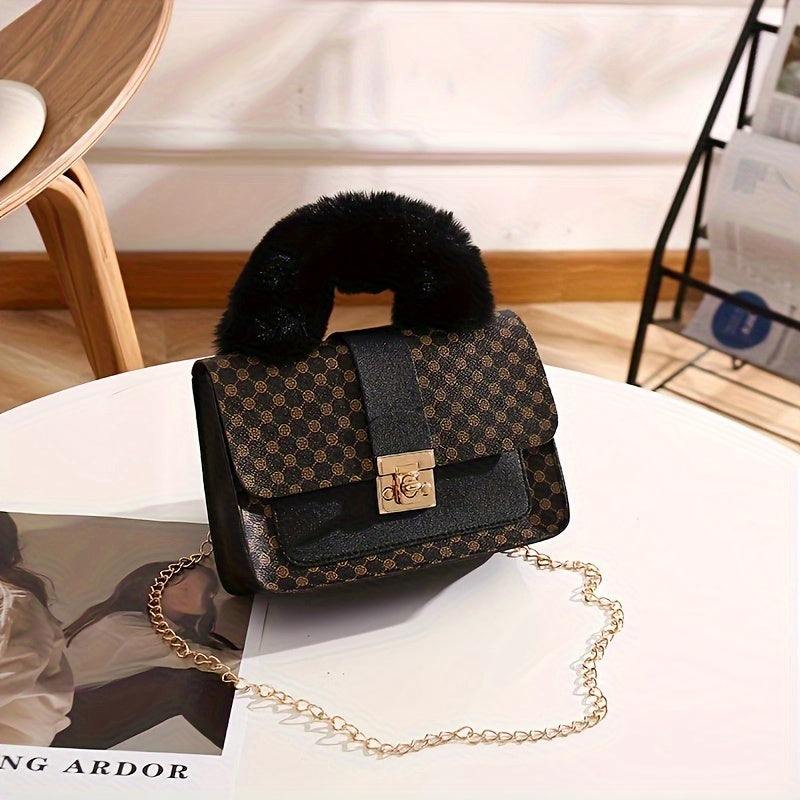 Mini Vintage Crossbody Bag, Retro Fluffy Shoulder Bag, Women's Fashion Handbag & Purse
