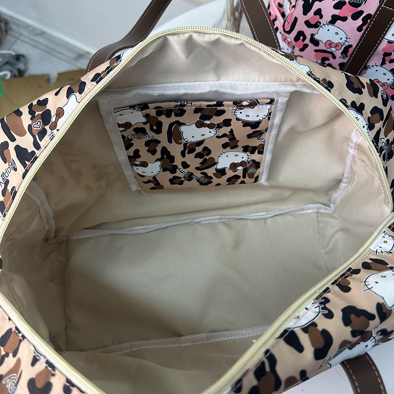 1 Sanrio for hello kitty Duffel Bag - Spacious Zipper Shoulder Tote with Vibrant Cat & Star Patterns, Durable Oxford Cloth, Perfect for Shopping & Daily Use | Ideal for Women, Everyday Tote Bag|Playful Accessory|Zippered Clos