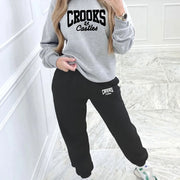 Women'S Casual Stylish Geometric Letter Pattern Printed Pullover And Sweatpants Set - Long Sleeves, Round Neck, Polyester Blend, Perfect Choice for Autumn And Winter.