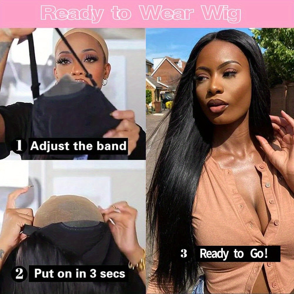 5x5 HD Transparent Lace Front Wig Glueless Closure Human Hair Wig - 3-Second Application, Pre-Plucked & Pre-Cut, Pre-Bleached Knots, 250% Density Sleek Straight Hair for | Natural Hairline, High-Density Voluminous Hair, Wig A