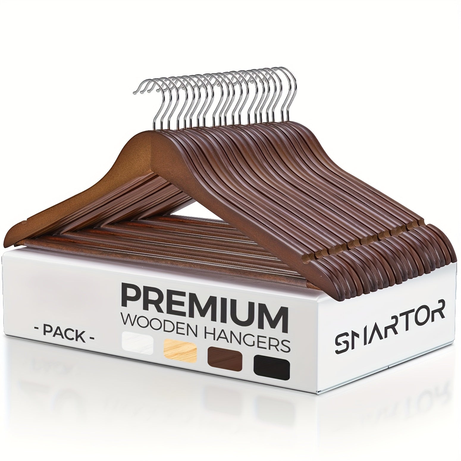 20/30pcs Sturdy Wooden Hangers Durable & Slim Clothes Hanger with 360° Rotatable Hook Natural Finish & Notches Wood Hangers Premium Coat Hanger for Closet Clothes Hangers (Natural/Walnut/Black) Clothing & Closet Storage
