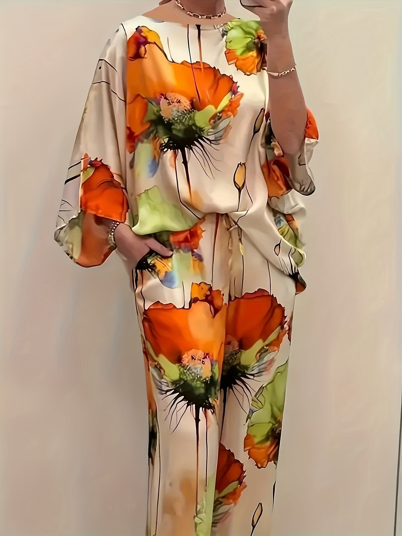 Women's Fashion Two-Piece Satin Suit Available Now