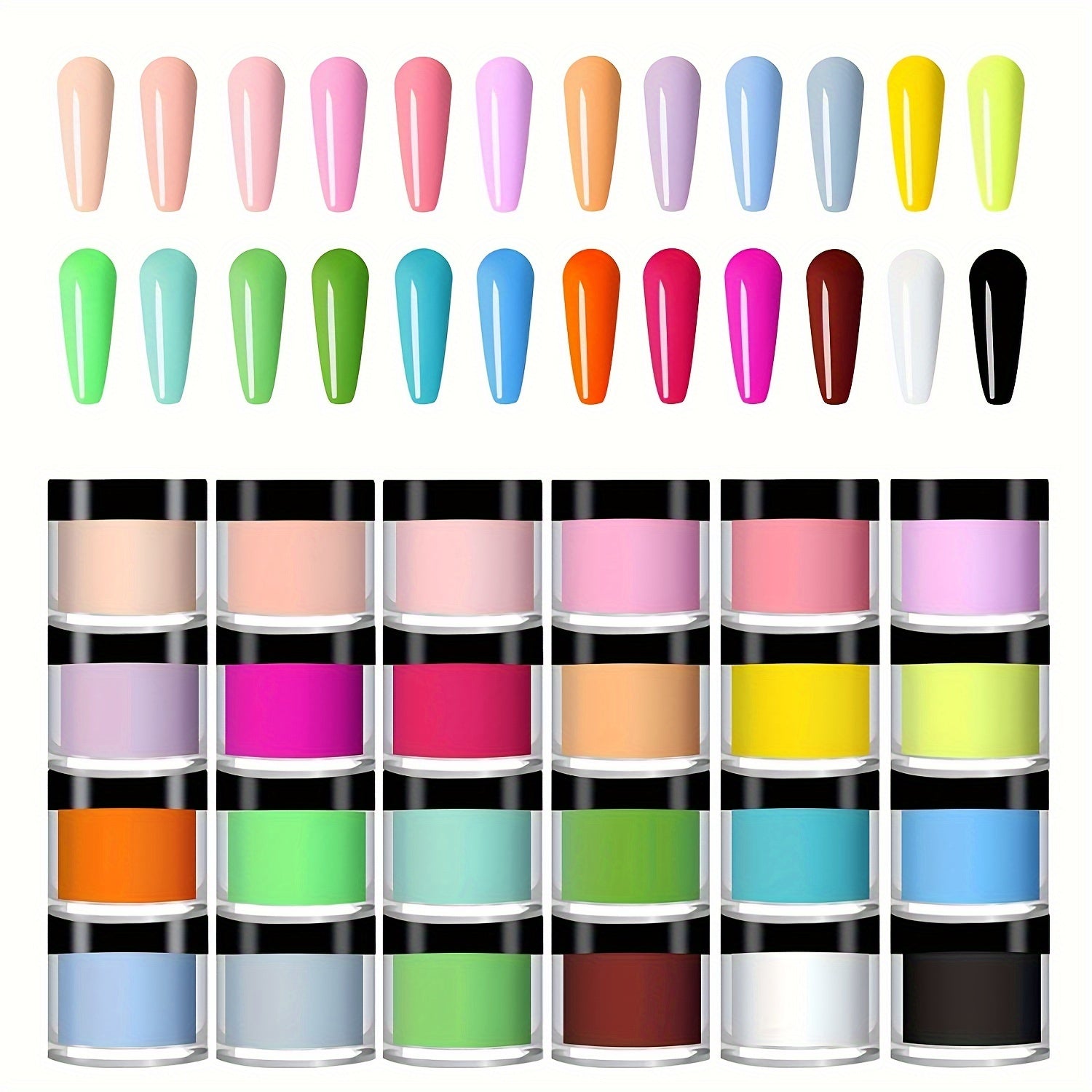 24 Colors Acrylic Nail Powder Set, Colored Acrylic Powder For Nails DIY Art Design 3D Manicure Extension Gifts For Women And Girls