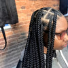 36" Full Lace Front Wig for Women - Knotless Box Braided Synthetic Hair, High-Density 180%, Black with Natural Highlights, Perfect for Casual Attire or Special Occasions