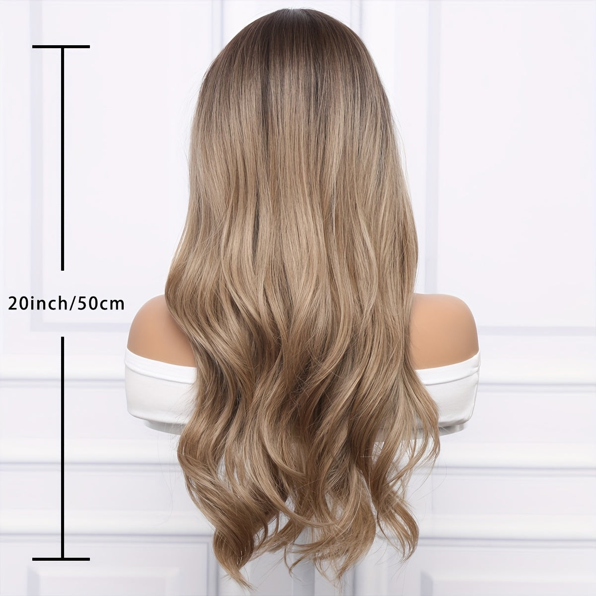 22" Ombre Brown to Blonde Curly Wig with Bangs - Natural Fluffy High-Temperature Fiber, Loose Waves for Everyday & Party Wear, Rose Net Cap, 180% Density