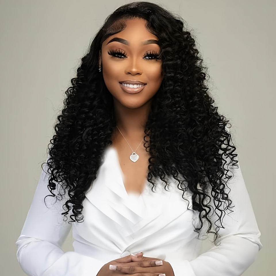 Brazilian Deep Curly Lace Front Wigs Pre-plucked Human Hair Wigs 4x4 HD Lace Closure Wigs 100% Real Human Hair Wigs Friendly For Beginners 200% Deep Wave Lace Wigs