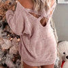 Criss Cross Backless Dress, Casual Solid Long Sleeve Mini Dress, Women's Clothing