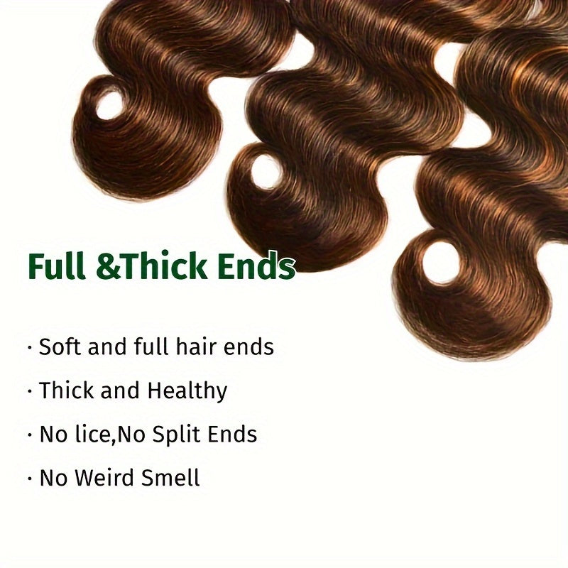 Klaiyi Brown Balayage Body Wave Human Hair Bundles 3/4PCS Deal 100% Human Hair Extensions Pre Colored Human Hair