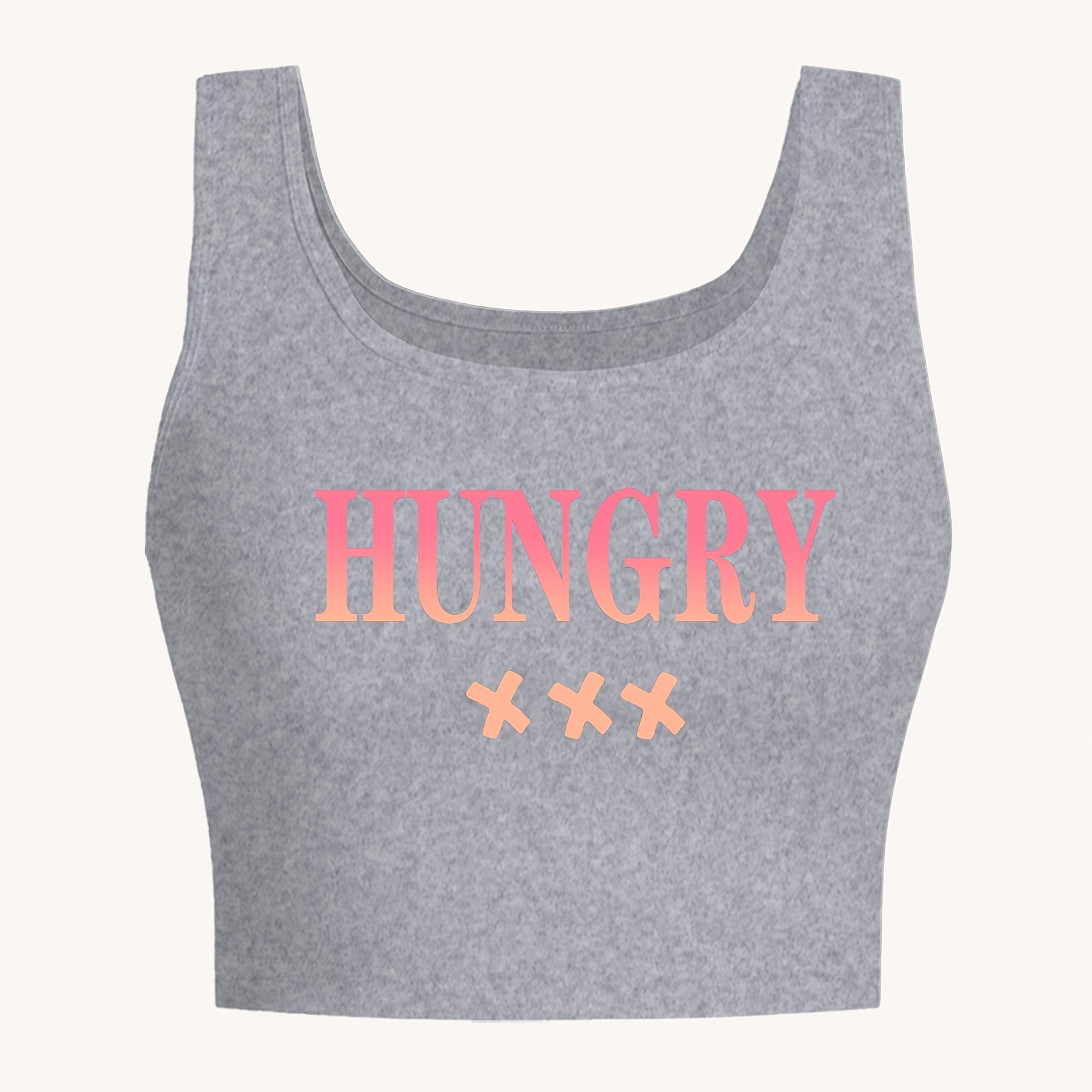 Women's Sexy Deep Scoop Neck Seamless Cropped Tank Top - Soft Stretch Letter Print Yoga Top for Spring Summer Fall, Breathable Casual Wear & Gym Workout Shirt, Curvy Plus Tank Tops, Seasonal Fashion, Offshoulder Fashion, Smoo