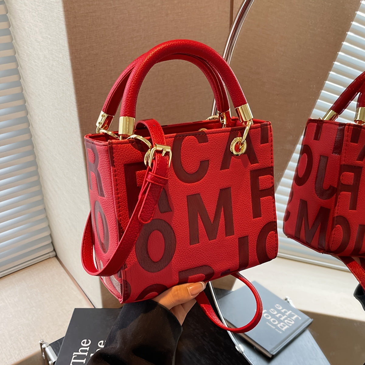 Fashionable Handbag with Alphabets Embossed Print, Crossbody & Shoulder Bag for Shopping, Parties, and Outings