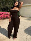 Women's Fashion Plain Color Tube Dress with Matching Pants