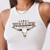 Women'S Casual Crew Neck Crop Tank Top with Graphic Print, Short Length Knit Fabric, Polyester 95% Elastane 5%, Summer & Spring Sleeveless Casual Top