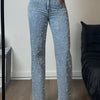 Women's Casual Straight Leg Denim Pants with Pearl Accents - Loose Fit, High-Waisted, Machine Washable, Pockets & Zipper Closure for Year-Round Wear, Party & Everyday Outfits, Straight Leg Jeans