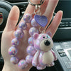 Adorable Iridescent Bear Keychain with "LOVE" Heart Tag - Acrylic Cartoon Charm, Fit for Couples & Bag Decoration, Bear Jewelry