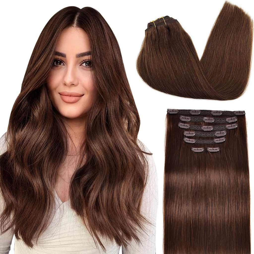 Clip in Hair Extensions Remy Human Hair Clip in Human Hair Natural Straight Clip in Extensions Full Head 7pcs 2.47 oz Long Straight Real Hair