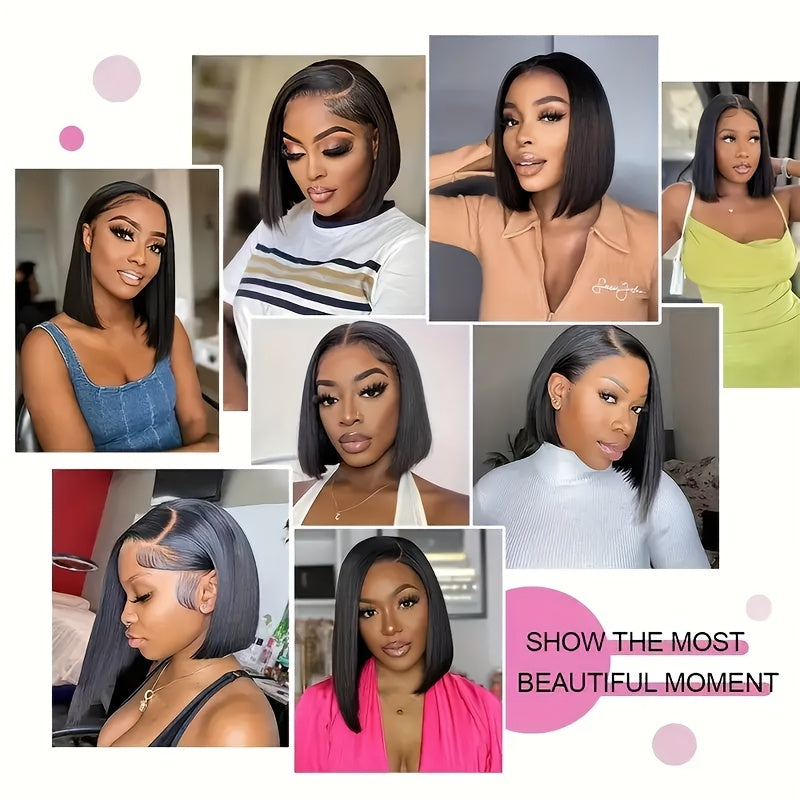 TIMOPOL Bob Wig Human Hair Glue-Free 13x4 Lace Front Wig Human Hair 10-16 "pre-drawn High Definition Clear Lace 150% Density Short Bob Wig for Women