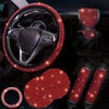 Bling Car Accessories For Women, Bling Steering Wheel Cover Bling Car Coasters Bling Set Seat Belt Shoulder Pads Ring Emblem Sticker Gear Shift Cover